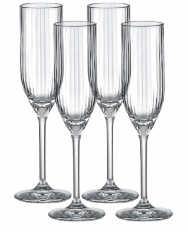 Champagneglas Plast Stripe 18cl 4 st