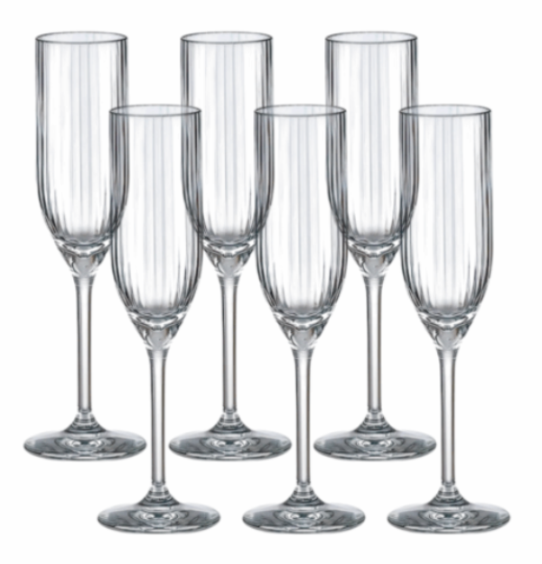 Champagneglas Plast Stripe 18cl 6 st